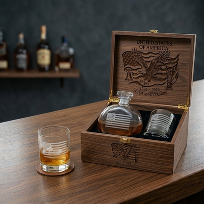 🔥AcouStle AMERICA250™| WHISKEY DECANTER AND ROCKS GLASSES( 🎁Free wooden Gift Box)